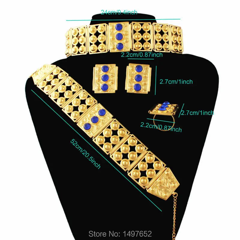 Newest Big Size and Heavy Ethiopian wedding jewelry sets For Women Gold Color Jewelry African bridal jewelry sets