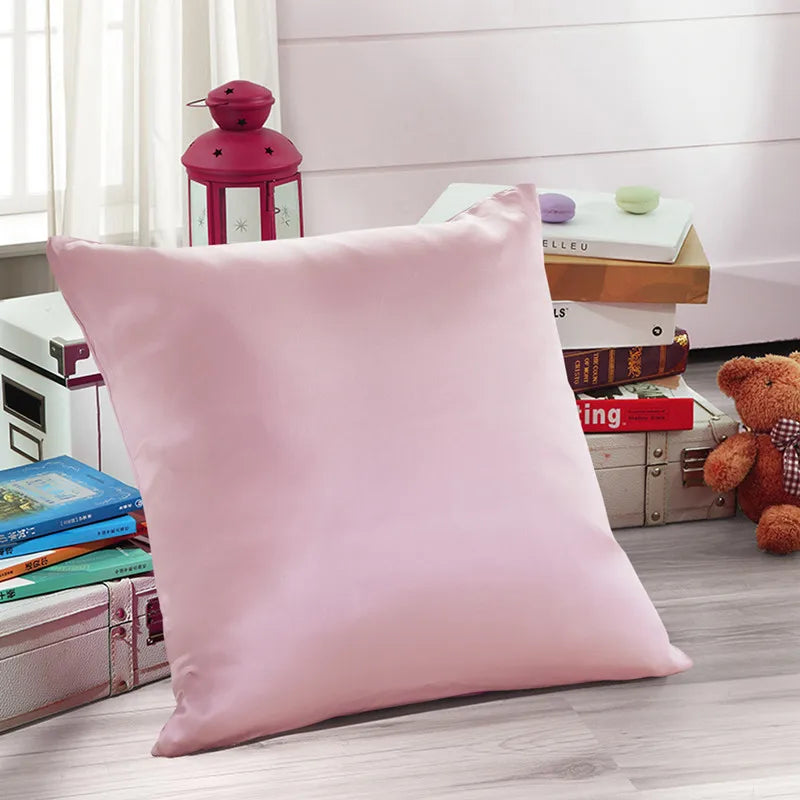 100% 19mm Mulberry Silk Zipper Pillowcase Cushion Pillow Case Cover Solid Multicolor