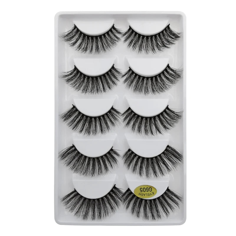 5 Pairs Mink EyeLashes 3D False Lashes Winged Thick Makeup Eye Lash Dramatic Lashes Natural Volume Soft Fake Eye Lashes G800