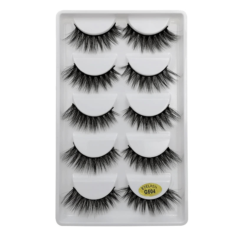 5 Pairs Mink EyeLashes 3D False Lashes Winged Thick Makeup Eye Lash Dramatic Lashes Natural Volume Soft Fake Eye Lashes G800