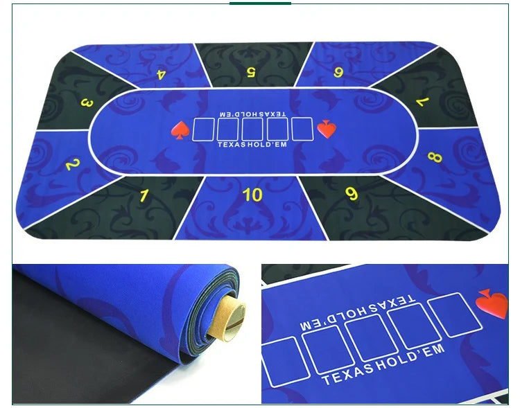1.2*0.6m Hold'Em Texas Poker Mat Black Jack Baccarat Dice Durable Rubber Home Gaming Desk Pad