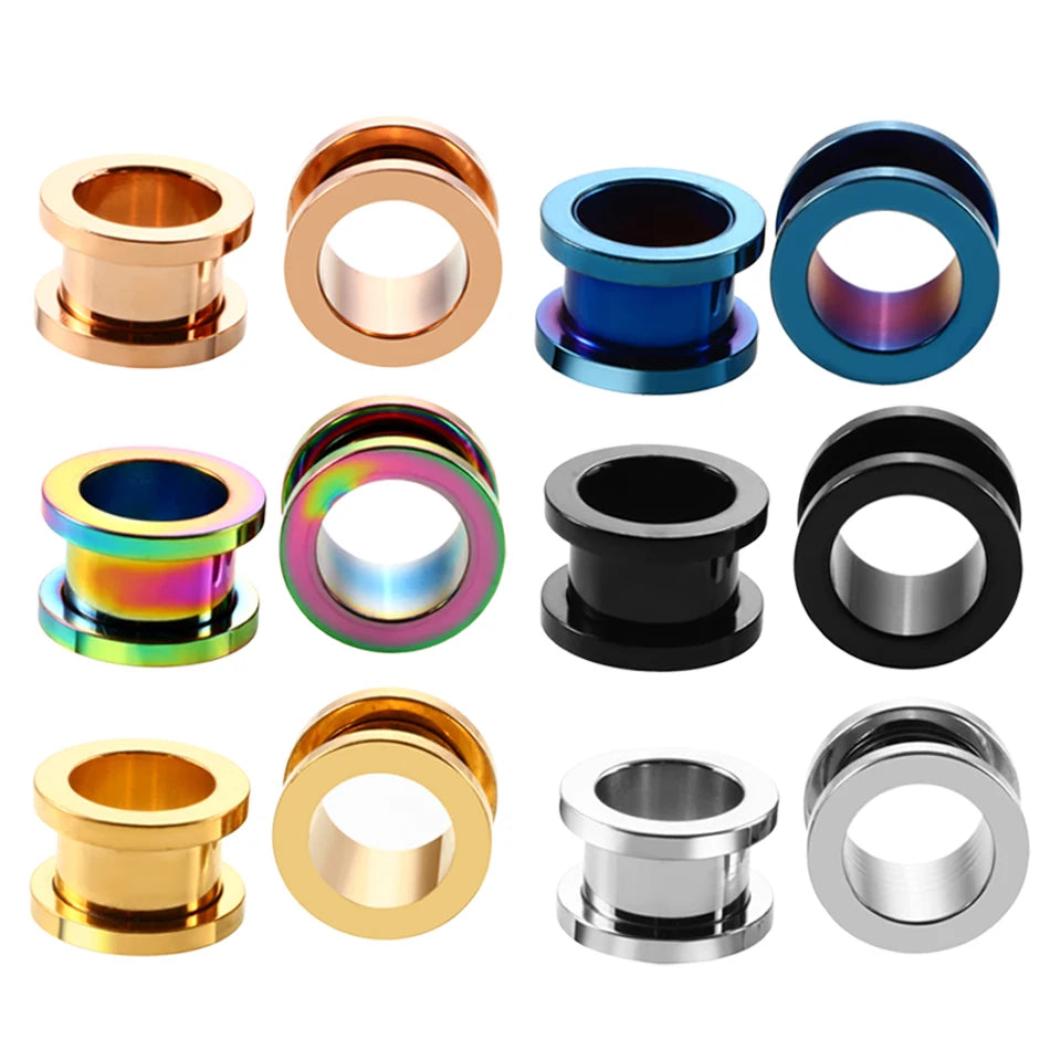2pcs/lot Steel Ear Plugs and Tunnels Piercings Screwed Earring Expander Earlet Gauges Body Piercings Jewelry 2mm-20mm