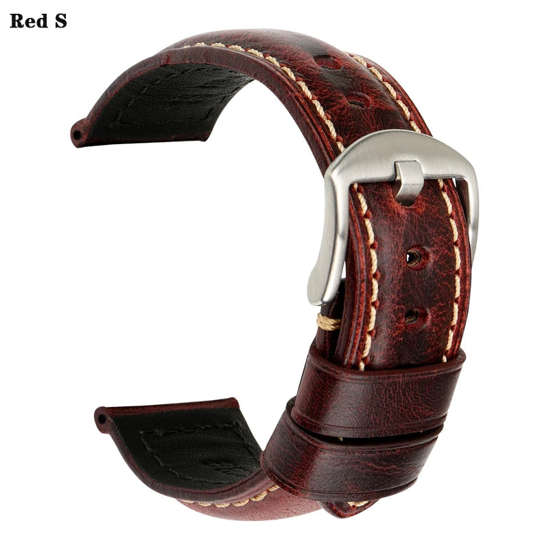 MAIKES Watch Bands 20mm 22mm 24mm 26mm Vintage Oil Wax Leather Watch Strap Watch Accessories For Panerai Breitling Watchband