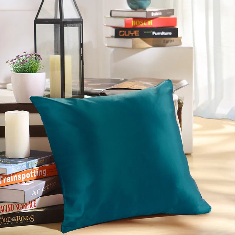 100% 19mm Mulberry Silk Zipper Pillowcase Cushion Pillow Case Cover Solid Multicolor