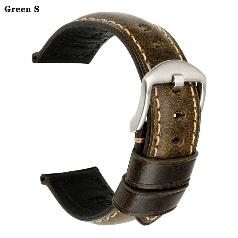MAIKES Watch Bands 20mm 22mm 24mm 26mm Vintage Oil Wax Leather Watch Strap Watch Accessories For Panerai Breitling Watchband