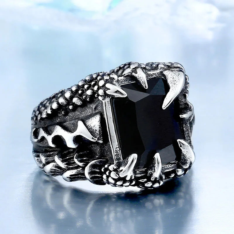 Cool Dragon Claw Ring With Red/Blue/Black Stone Stainless Steel CZ Ring Man's Hiqh Quality Jewelry Wholesale Price BR8-178