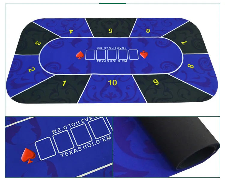 1.2*0.6m Hold'Em Texas Poker Mat Black Jack Baccarat Dice Durable Rubber Home Gaming Desk Pad
