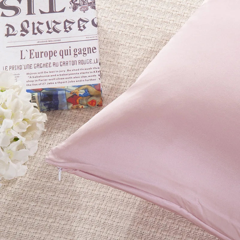 100% 19mm Mulberry Silk Zipper Pillowcase Cushion Pillow Case Cover Solid Multicolor