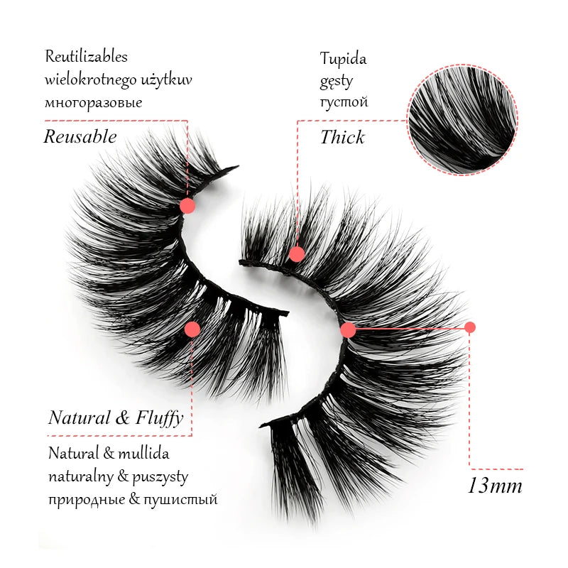 5 Pairs Mink EyeLashes 3D False Lashes Winged Thick Makeup Eye Lash Dramatic Lashes Natural Volume Soft Fake Eye Lashes G800