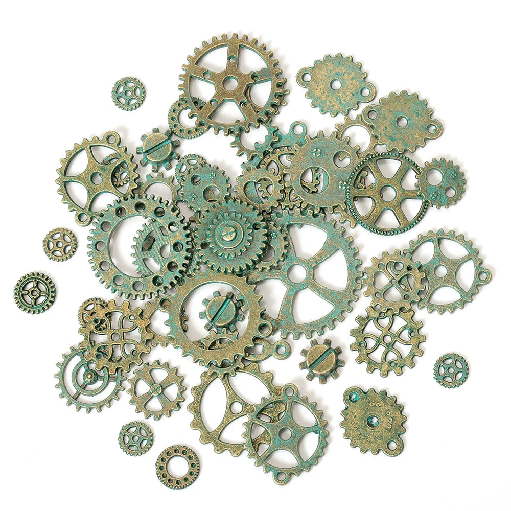 50g 100g Mixed Steampunk Gears Cogs Charms Pendant DIY Antique Metal Beads for Bracelets Crafts Jewelry Making Components