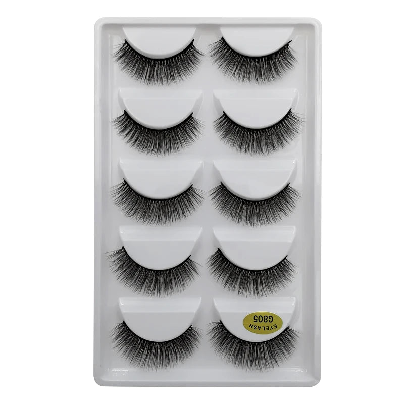 5 Pairs Mink EyeLashes 3D False Lashes Winged Thick Makeup Eye Lash Dramatic Lashes Natural Volume Soft Fake Eye Lashes G800