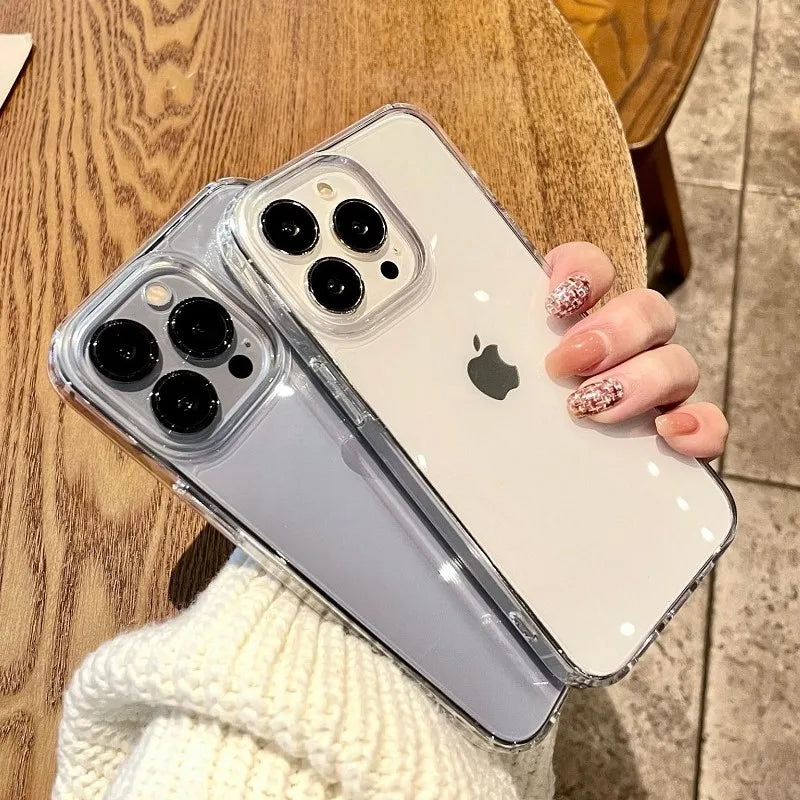 Luxury Transparent Soft Acrylic Phone Case For iPhone 17 16 15 14 13 12 11 Pro Max XS X XR 7 8Plus Shockproof Protective Cover