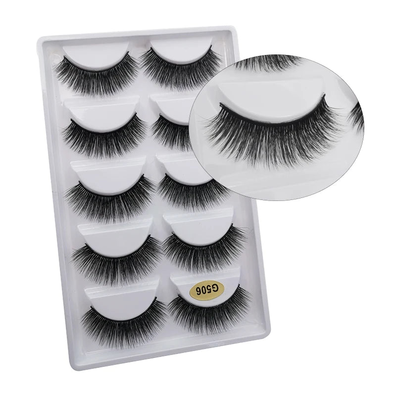 5 Pairs Mink EyeLashes 3D False Lashes Winged Thick Makeup Eye Lash Dramatic Lashes Natural Volume Soft Fake Eye Lashes G800