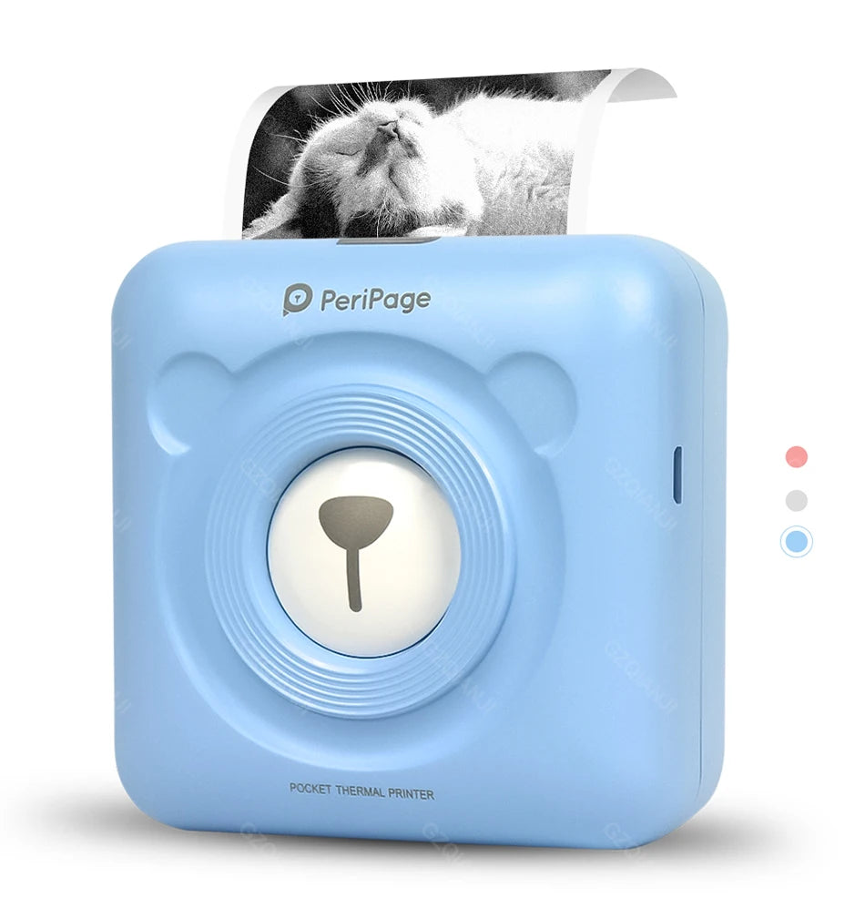 PeriPage A6 Mini Portable Thermal Printer Photo Pocket Label Sticker Printer Color Paper Roll 58mm Wireless Picture Print Maker