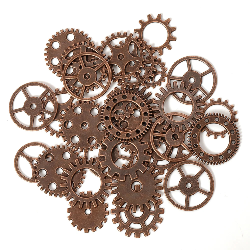 50g 100g Mixed Steampunk Gears Cogs Charms Pendant DIY Antique Metal Beads for Bracelets Crafts Jewelry Making Components