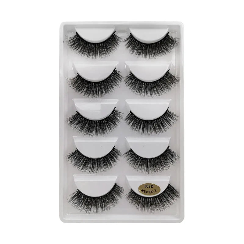 5 Pairs Mink EyeLashes 3D False Lashes Winged Thick Makeup Eye Lash Dramatic Lashes Natural Volume Soft Fake Eye Lashes G800