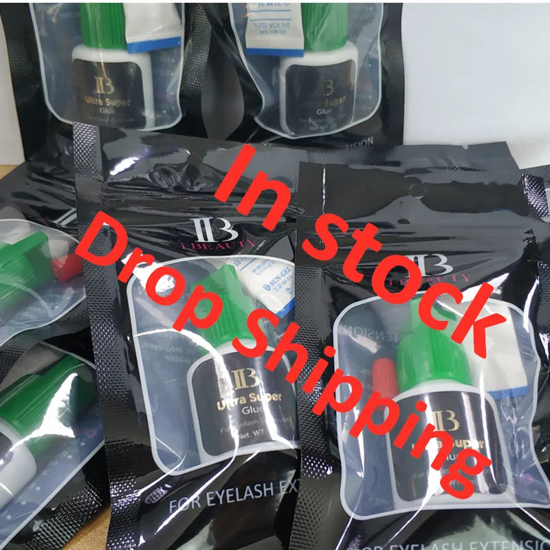 10 Bottles Black False Eyelashes Glue IB Ultra Super Glue Individual Fast Drying Glue for Eyelash Extensions 5ml/10ml