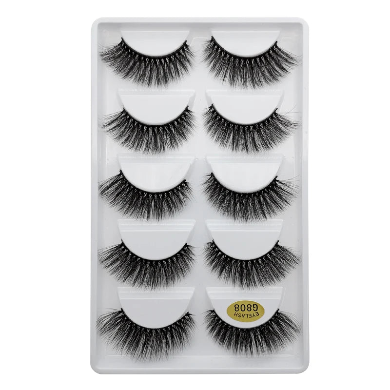 5 Pairs Mink EyeLashes 3D False Lashes Winged Thick Makeup Eye Lash Dramatic Lashes Natural Volume Soft Fake Eye Lashes G800