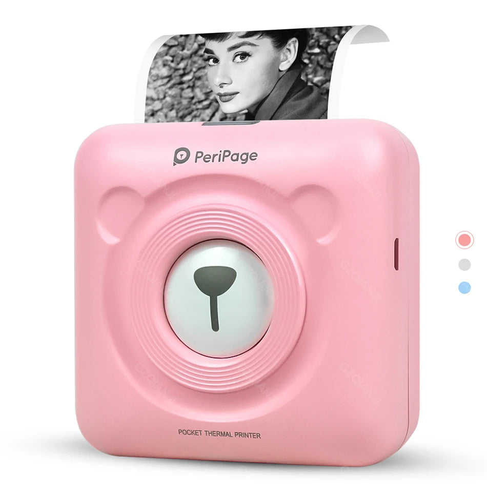 PeriPage A6 Mini Portable Thermal Printer Photo Pocket Label Sticker Printer Color Paper Roll 58mm Wireless Picture Print Maker