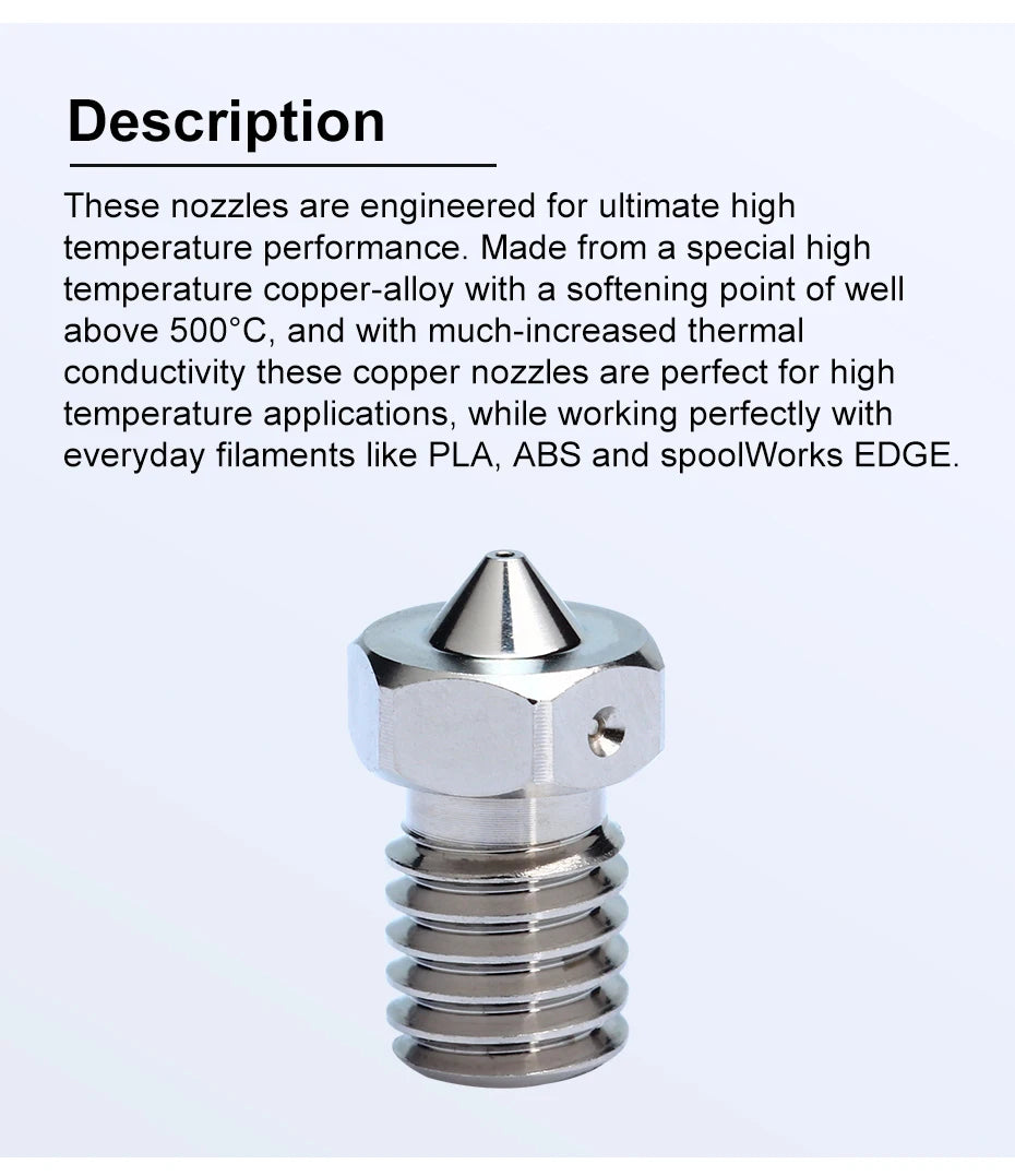 R Trianglelab E-V6 Plated Copper Nozzle Durable Non-stick High Performance For 3D Printers Hotend M6 Thread for V6 Hotend Prusa