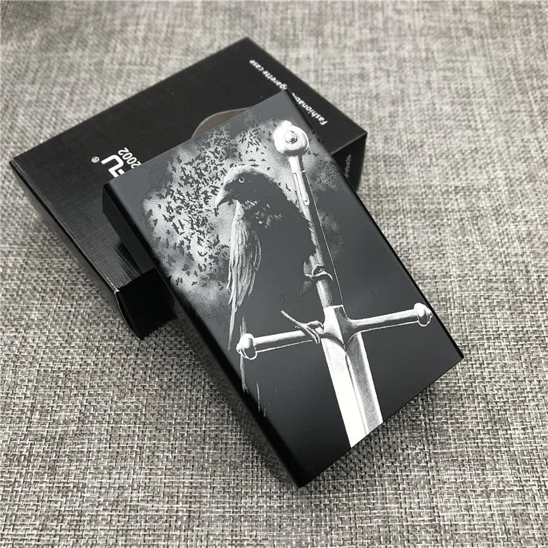 Personalized Customized Smoking Skull Cigarette Case Boxes Ultra Thin Portable Aluminium Alloy Slide Cigarette Box Smoke boxes