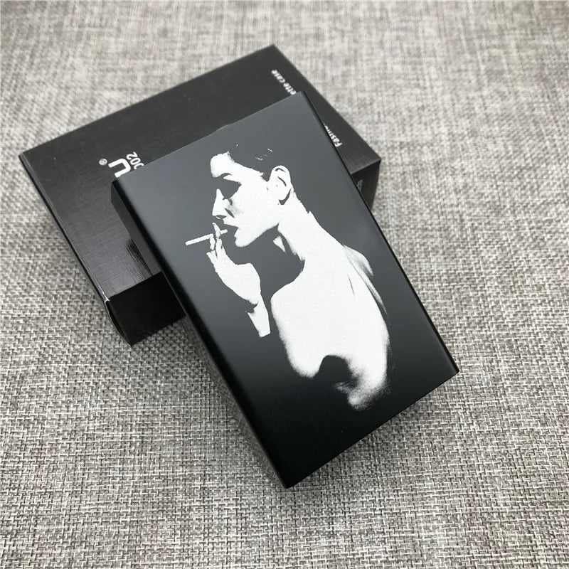Personalized Customized Smoking Skull Cigarette Case Boxes Ultra Thin Portable Aluminium Alloy Slide Cigarette Box Smoke boxes