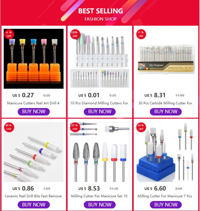 7 Pcs/Set Ceramic Milling Cutters  For Manicure Combined Nail Drill Bits Kit Removing Gel Polishing Tools