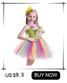Yellow Chicken Tutu Dress Girls Kids Farm Animal Party Halloween Costume Feather Wings Children Cake Smash Photo Tulle Dress