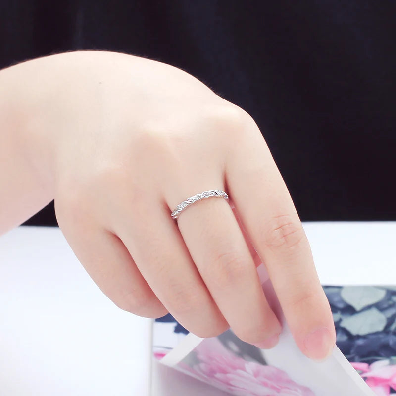 CLUCI Genuine 925 Sterling Silver Round Ring Classic Women Wedding Ring Geometric Zircon Jewelry Valentine Gift DR1033SB