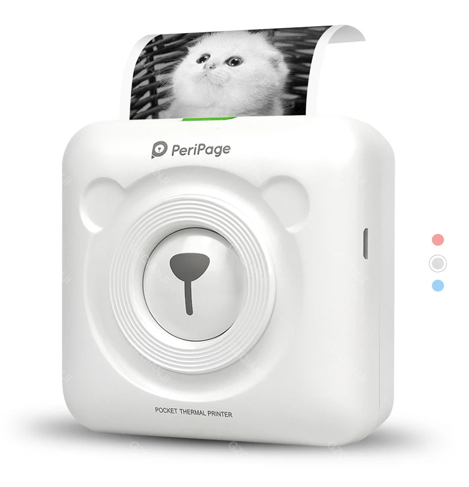 PeriPage A6 Mini Portable Thermal Printer Photo Pocket Label Sticker Printer Color Paper Roll 58mm Wireless Picture Print Maker
