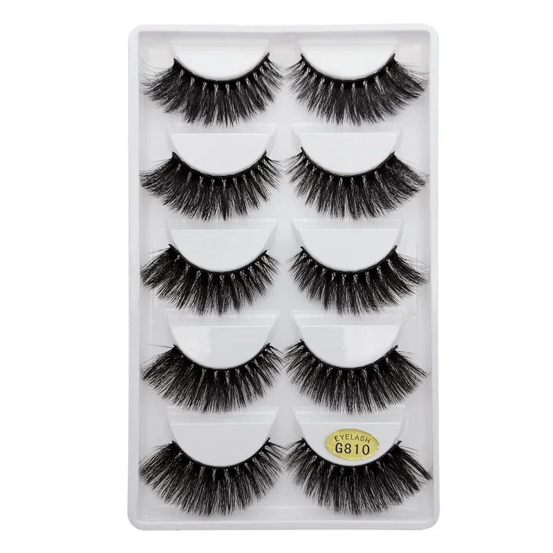 5 Pairs Mink EyeLashes 3D False Lashes Winged Thick Makeup Eye Lash Dramatic Lashes Natural Volume Soft Fake Eye Lashes G800