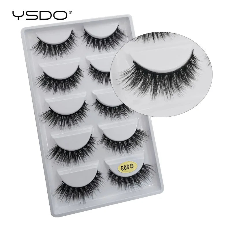 5 Pairs Mink EyeLashes 3D False Lashes Winged Thick Makeup Eye Lash Dramatic Lashes Natural Volume Soft Fake Eye Lashes G800