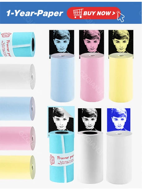 PeriPage A6 Mini Portable Thermal Printer Photo Pocket Label Sticker Printer Color Paper Roll 58mm Wireless Picture Print Maker