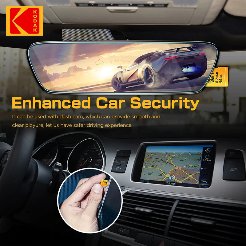 100% Original KODAK Micro SD Card 32GB 64GB 128GB 95MB/s Class10 U3 UHS-I TF Card 4K HD for USB Card Reader Adapter 256GB Micro