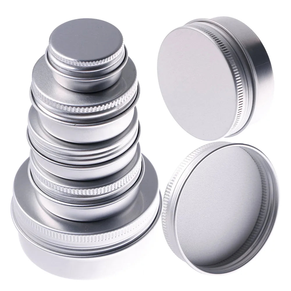 5/10/15/30/50g Small Tin Box Mini Metal Box Storage Empty Pot Plain Refillable Bottle Container Screw Top Cosmetic Storage Jars