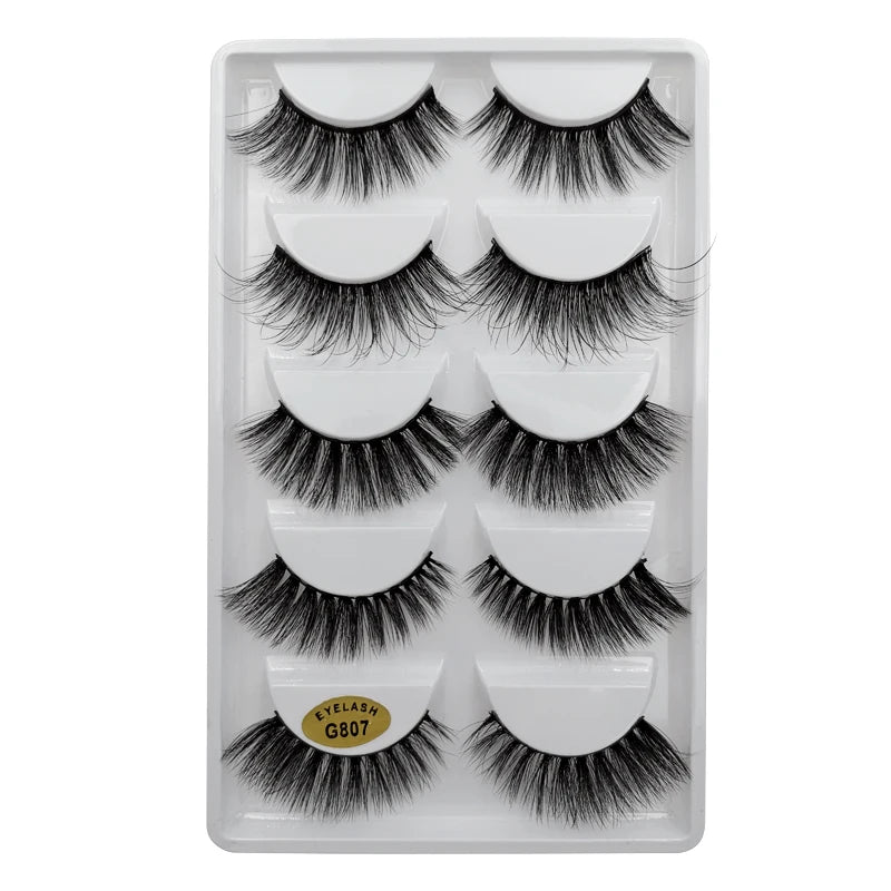 5 Pairs Mink EyeLashes 3D False Lashes Winged Thick Makeup Eye Lash Dramatic Lashes Natural Volume Soft Fake Eye Lashes G800