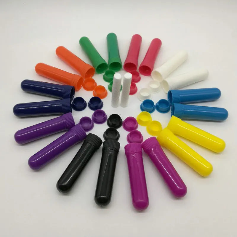10+2 Sets Colorful Aroma Nasal Inhaler,Essential Oil Aromatherapy Inhalers with high quantity Cotton Wicks