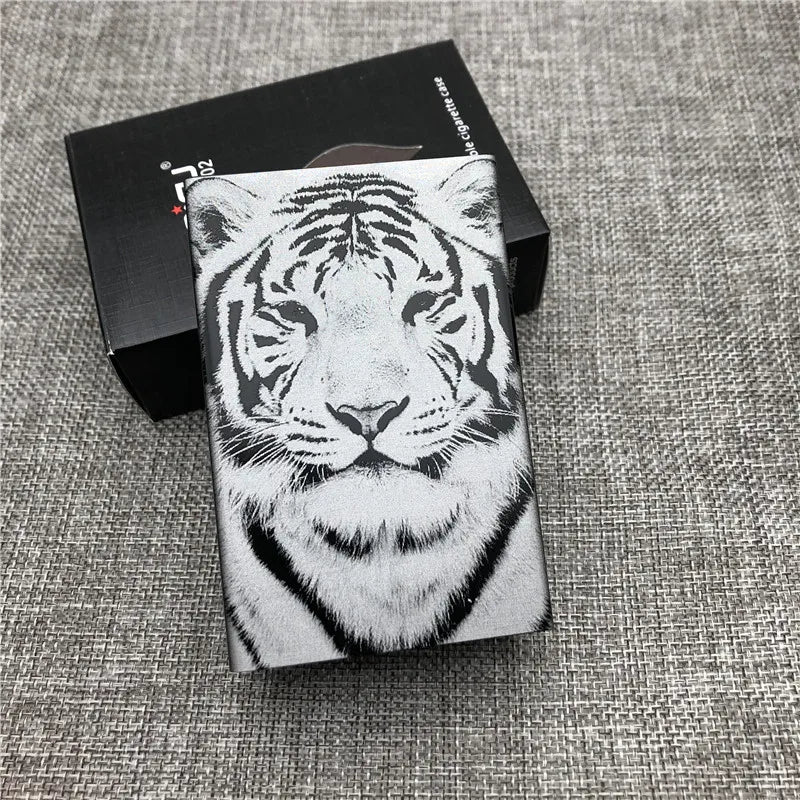 Personalized Customized Smoking Skull Cigarette Case Boxes Ultra Thin Portable Aluminium Alloy Slide Cigarette Box Smoke boxes