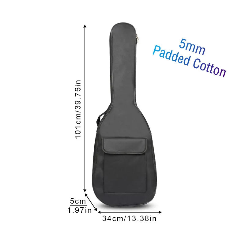 40/41 Inch Guitar Bass Bag Padded Electric Guitar Gig Bag Case 5mm Padding Double Adjustable Shoulder Strap Waterproof Backpack