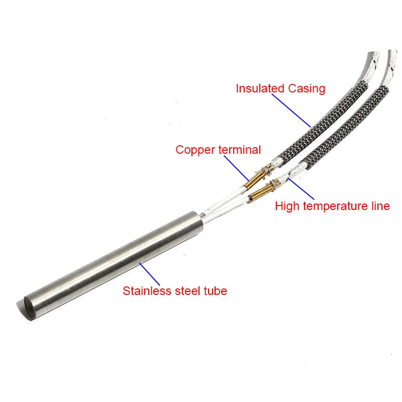 200W-250W Cartridge Heater 10x50mm/52mm/55mm/58mm/60mm Heating Element 316SS 220V/110V/380V Single Head Heater Pipe 5pcs/lot