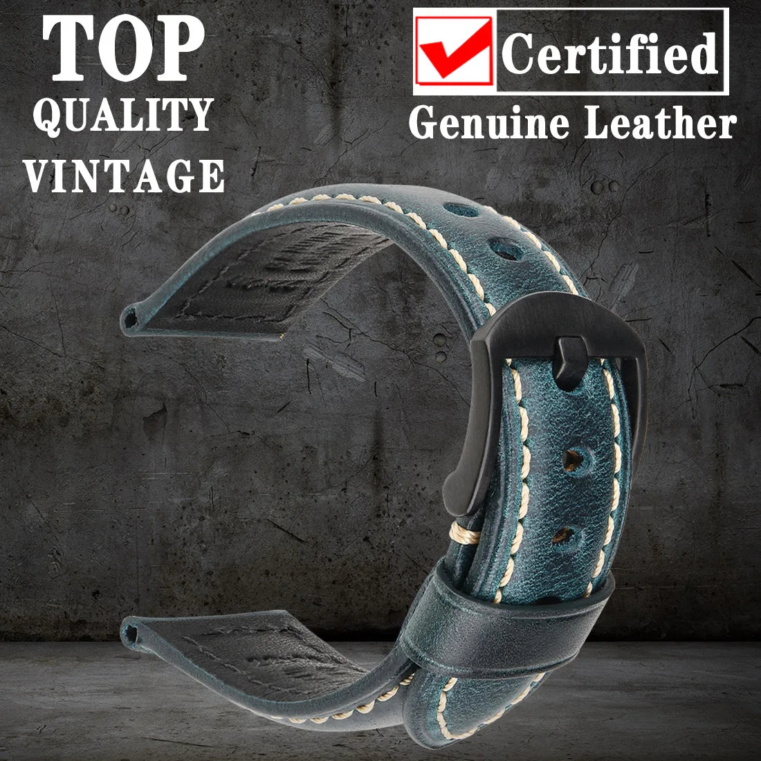 MAIKES Watch Bands 20mm 22mm 24mm 26mm Vintage Oil Wax Leather Watch Strap Watch Accessories For Panerai Breitling Watchband