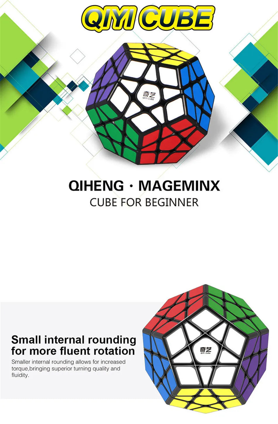 Megaminx Magic Cube 3x3 Stickerless Dodecahedron Speed Cubes Brain Teaser Twist Puzzle Toy
