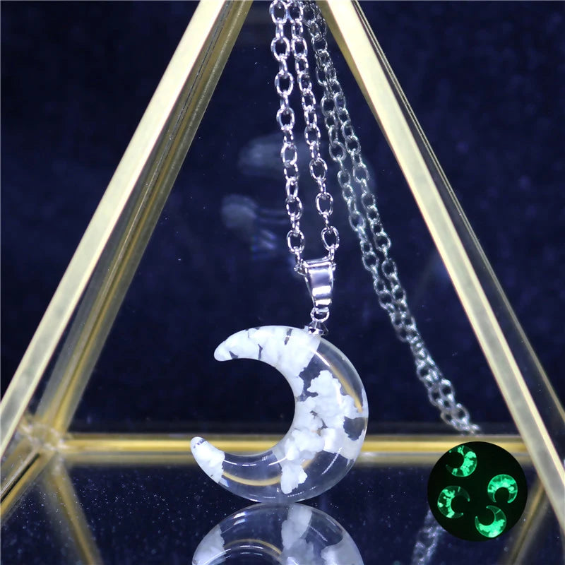 Manual Resin Ball Crescent Moon Chain Necklace Women Blue Sky White Cloud Necklace Fashion Jewelry Gift for Girlfriend Dropship