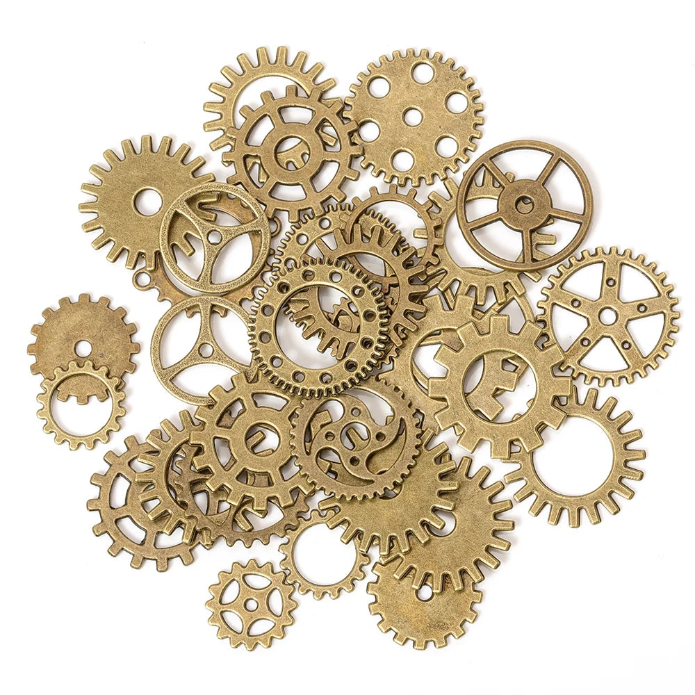 50g 100g Mixed Steampunk Gears Cogs Charms Pendant DIY Antique Metal Beads for Bracelets Crafts Jewelry Making Components