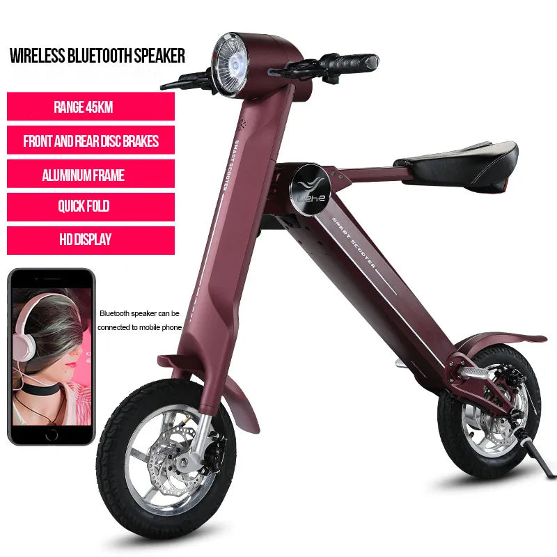 12"LEHE Electric scooter Smart city walking electric bicycle mini folding  electric bike instead  walking tool 36v li-ion ebike
