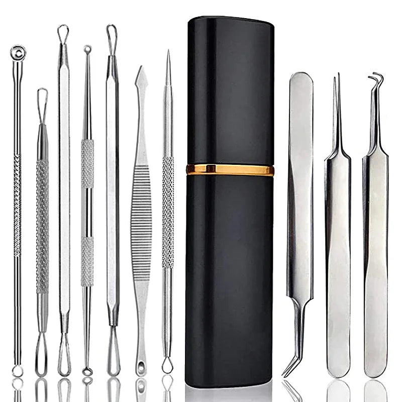 10Pcs Acne Blackhead Removal Needles Black Dots Cleaner Comedone Extractor Kit Deep Cleansing Tool Face Nose Skin Care Tools