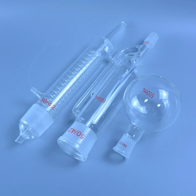 High-quality 150ml/250ml/500ml Lab Glass Soxhlet Extractor Condenser and Extractor Body with Coiled/Bulbed, Lab Glassware Kit