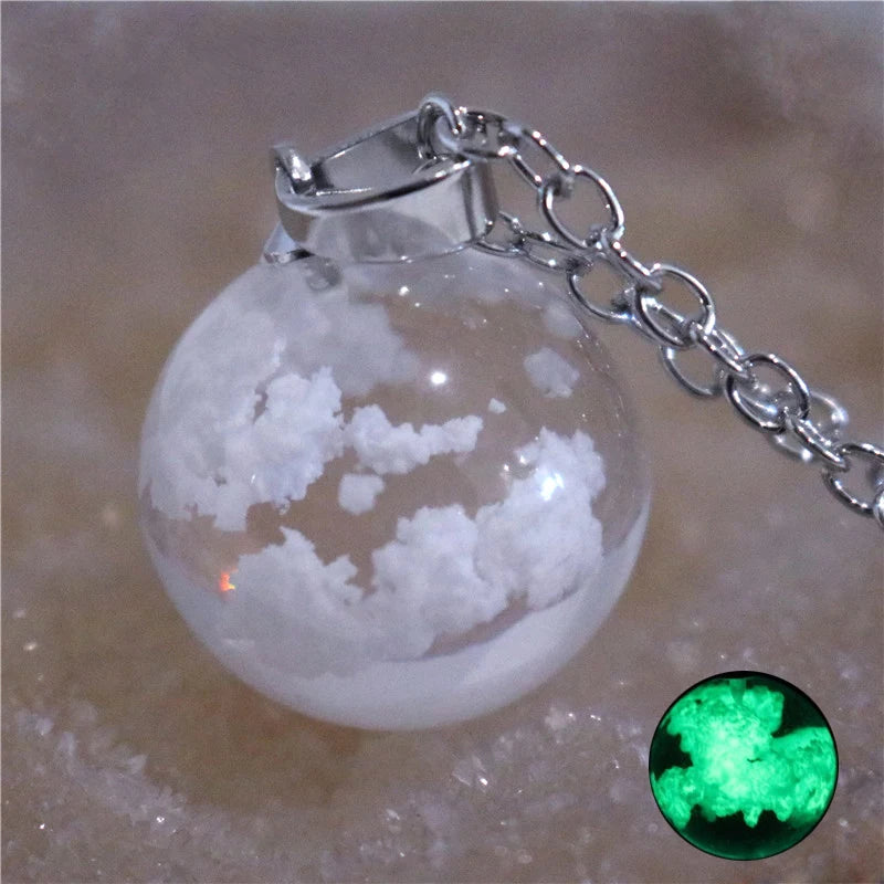 Manual Resin Ball Crescent Moon Chain Necklace Women Blue Sky White Cloud Necklace Fashion Jewelry Gift for Girlfriend Dropship