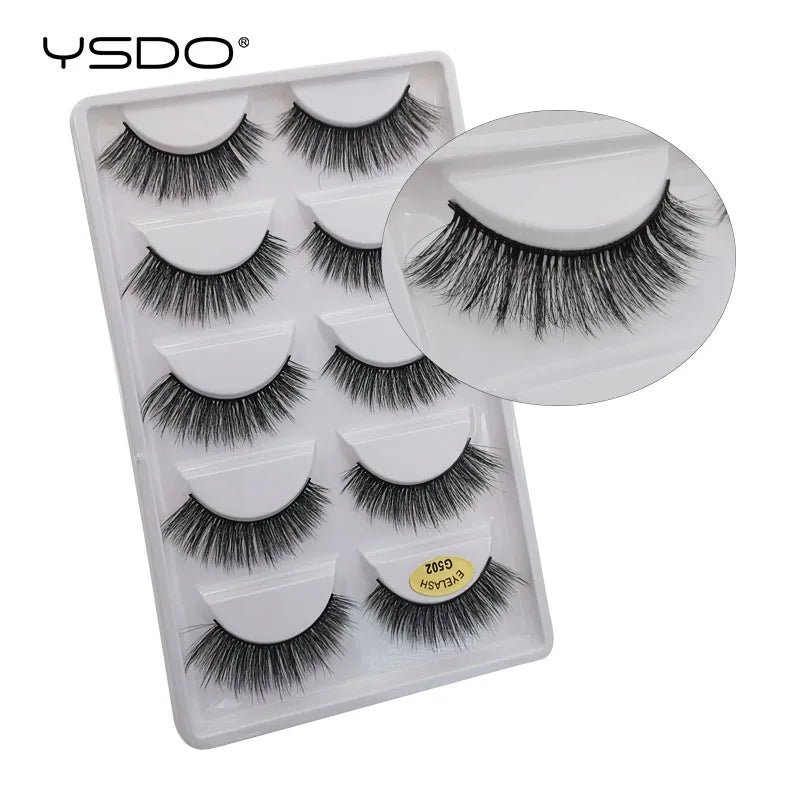 5 Pairs Mink EyeLashes 3D False Lashes Winged Thick Makeup Eye Lash Dramatic Lashes Natural Volume Soft Fake Eye Lashes G800