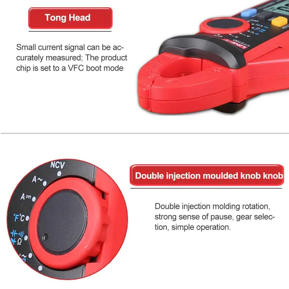 UNI-T UT210D Digital Clamp Meter Multimeter Handheld RMS AC/DC Resistanc With Temperature,Send Two Test Lines.